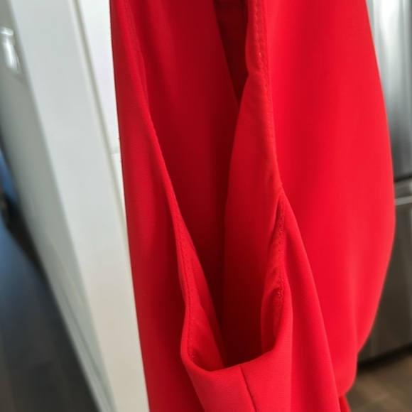 Badgley Mischka Red Poppy V-Neck Crepe Wrap Cocktail Dress Medium - Picture 15 of 15